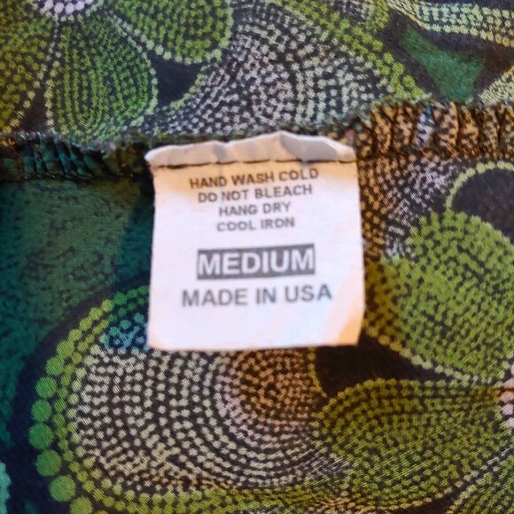 Ing Y2K Boho Sheer Floral Green Flowy Long Puff Sleeve Top M Hippie - Picture 13 of 14